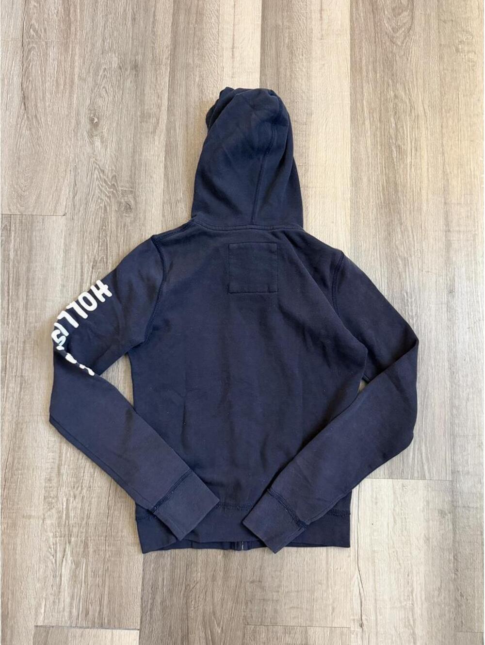 Y2K Navy Blue Hollister Co. Women's Zip-Up Hoodie, Size M, Cali HCO White Text - Picture 4 of 5